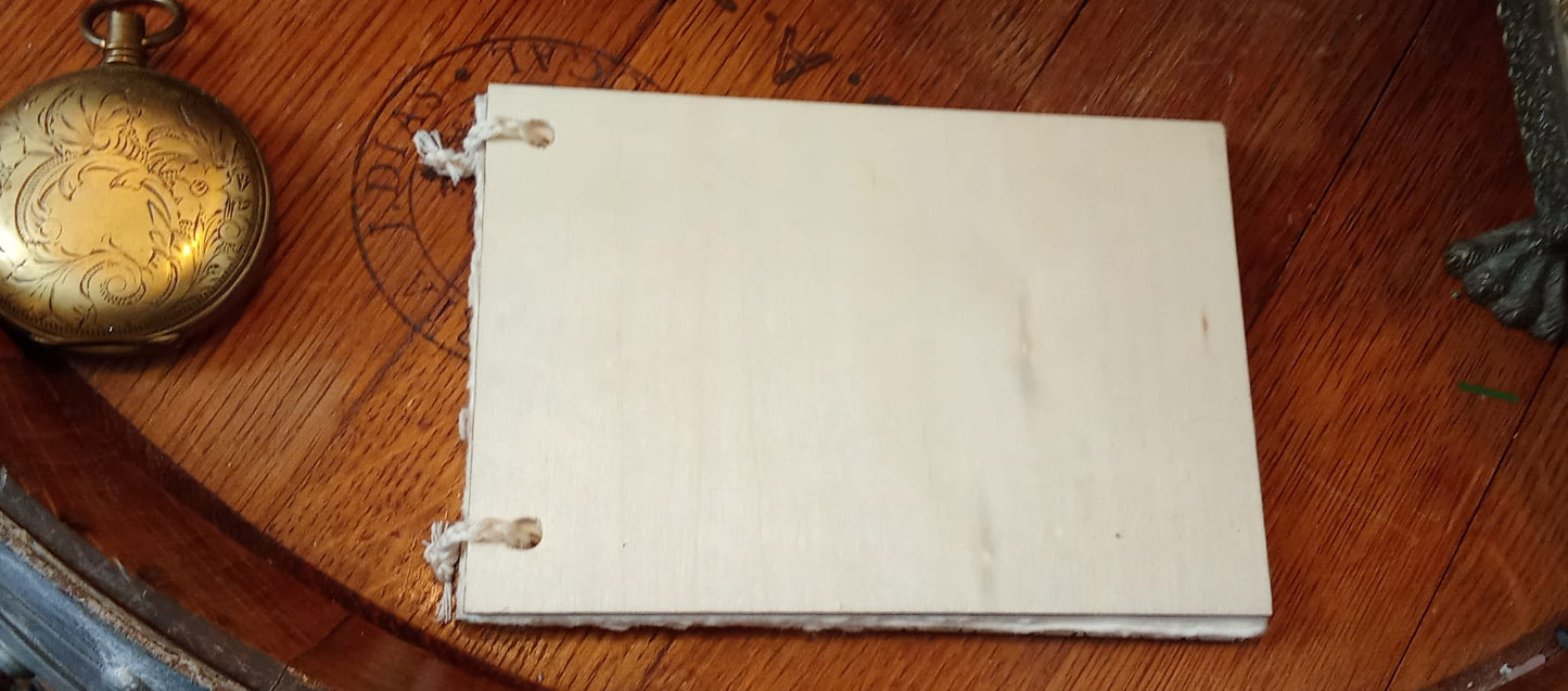 Carnet fleuri en papier chiffon &amp; couverture en contreplaqué – fait main